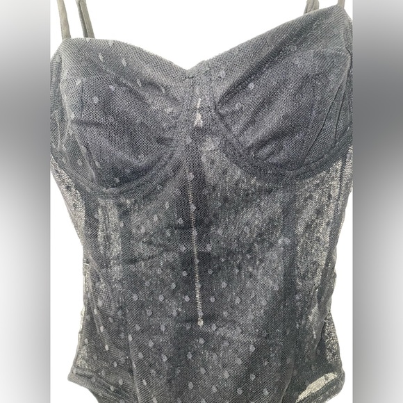 Kittenish Black lace polka dot bodysuit - size xs - Picture 2 of 11